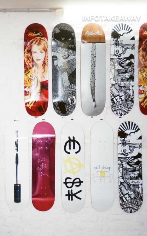 Skateboards on wall