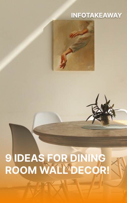 Dining table with pictures on wall