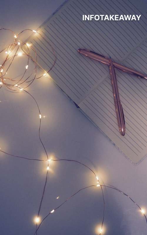 String lights and notebook